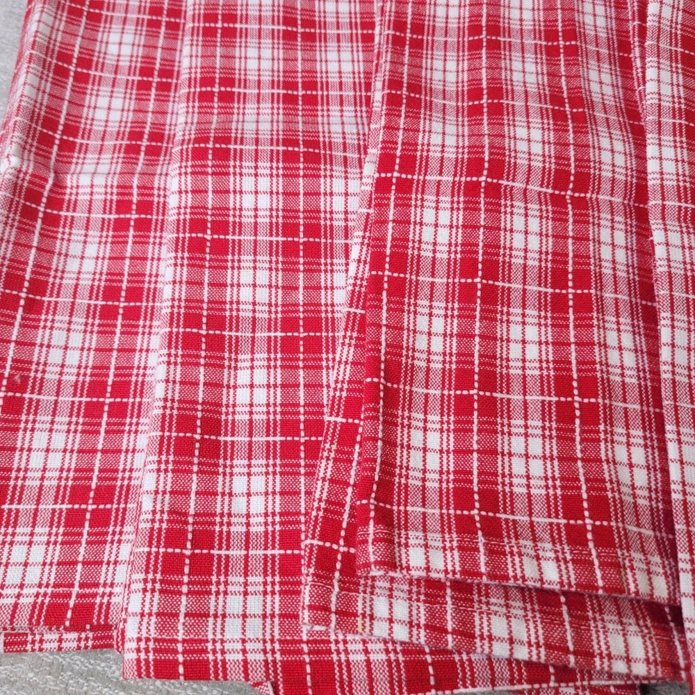 Crate & Barrel Dishtowel Red White Plaid Cotton Set of 5 Cotton‎ New Old stock